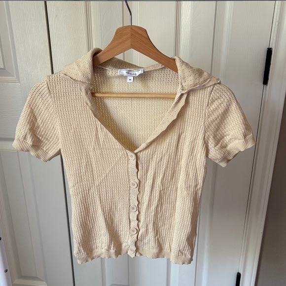 RIHOAS Beige Button-Down Knit Shirt - Picture 1 of 3